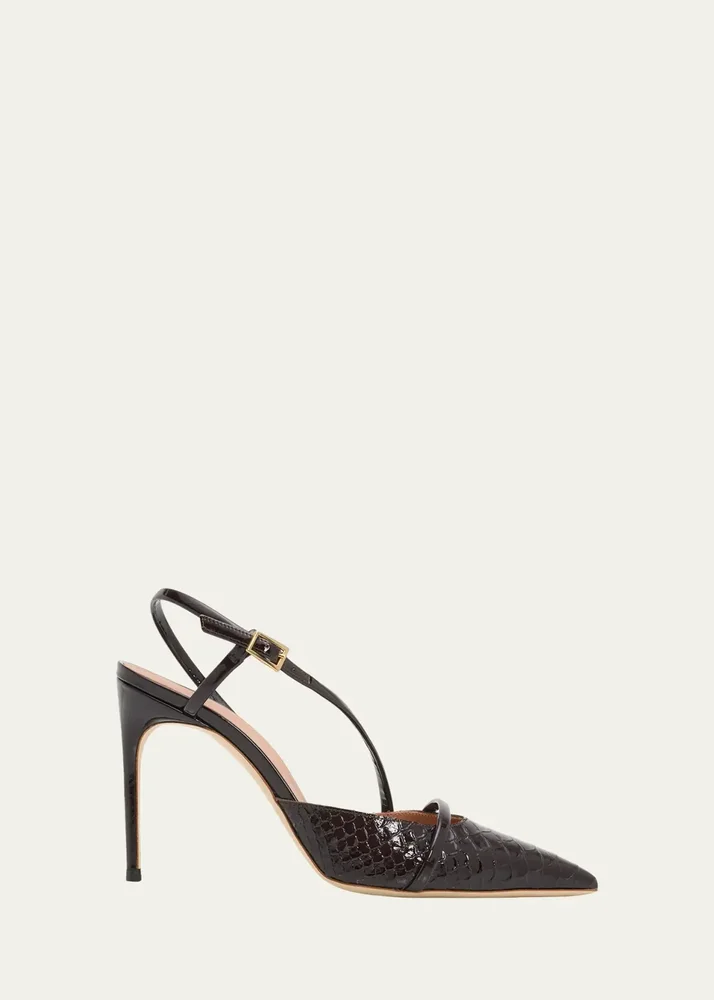 90mm Valeria Snake-Embossed Patent Leather Pumps