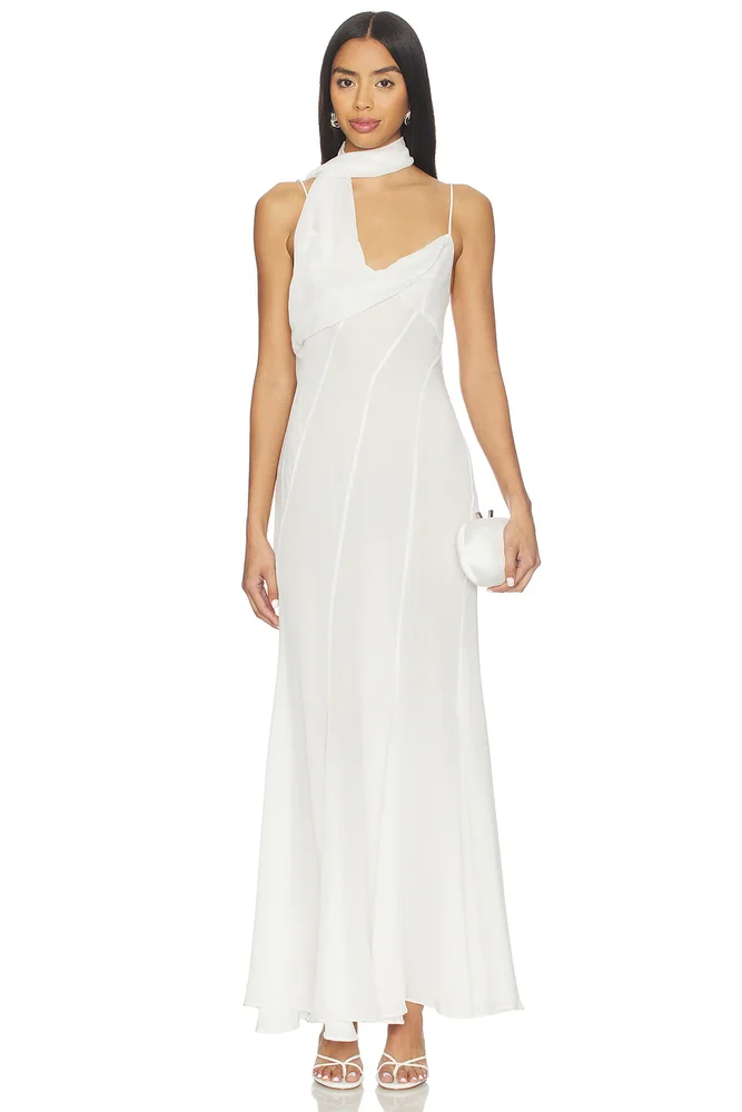 Scarf Panelled Silk Gown