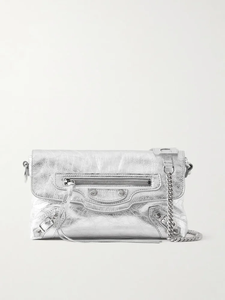 Balenciaga Le City crinkled-leather shoulder bag