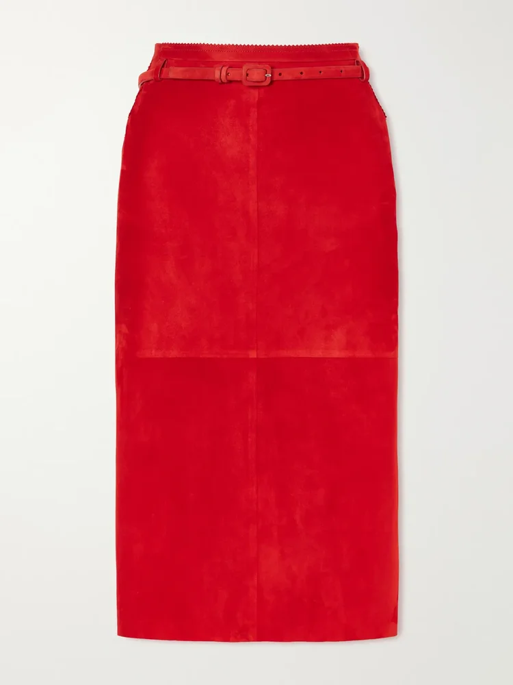 Suede midi skirt