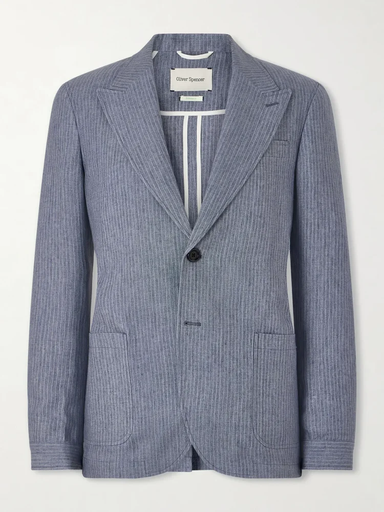 Wilkins Pinstriped Linen Suit Jacket