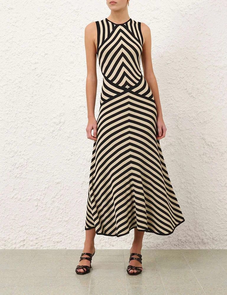 Valiant Deco Stripe Midi Dress