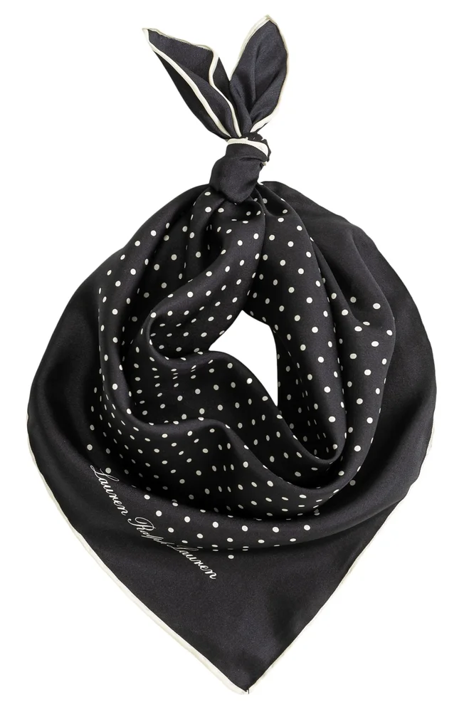 Polka Dot Square Silk Scarf