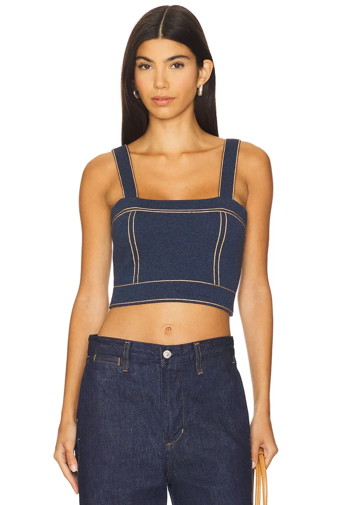 Cropped Top Stitch Tank Top