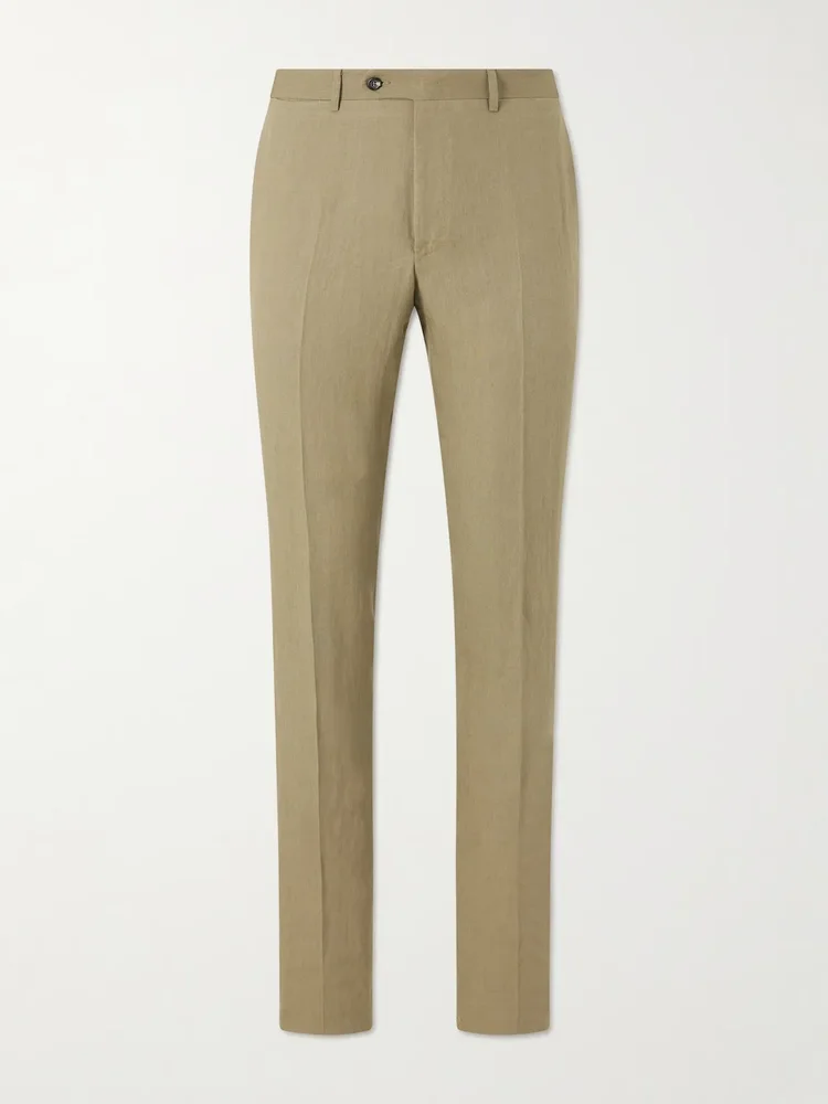 Straight-Leg Linen Suit Trousers