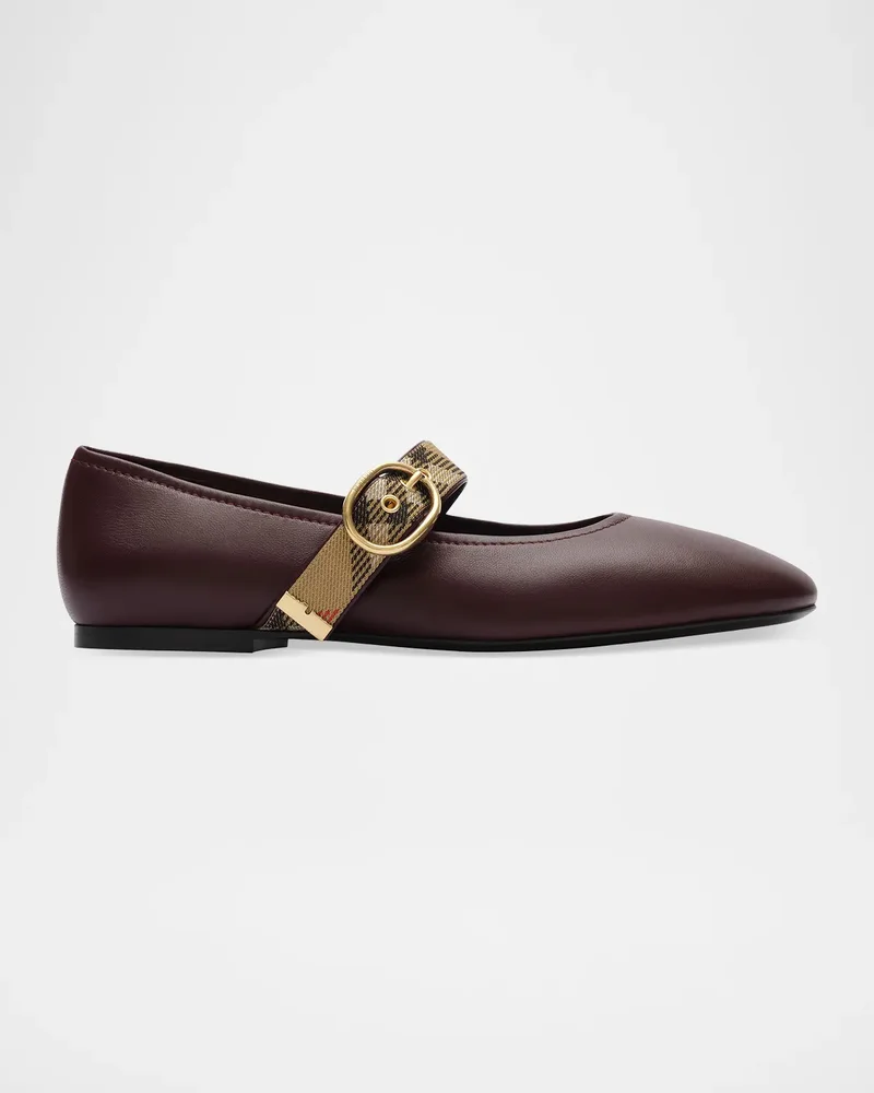 Robin Leather Check Mary Jane Ballerina Flats