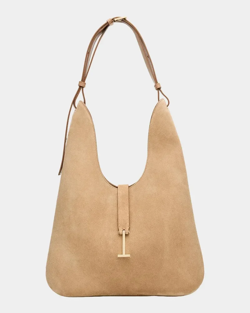 Kara Medium Hanging T Suede Hobo Bag