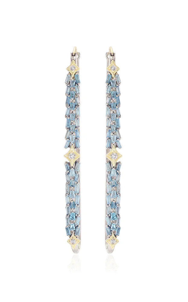 Long Moss 18K Yellow Gold Sterling Silver Aquamarine Earrings