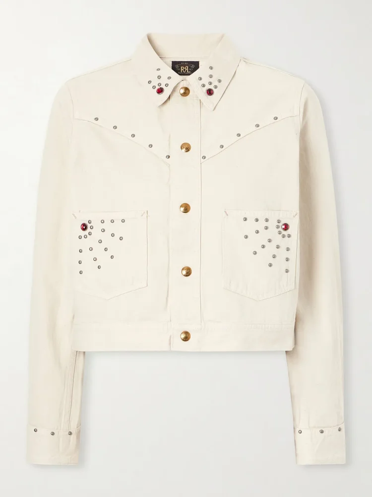 Ida cropped embellished denim jacket
