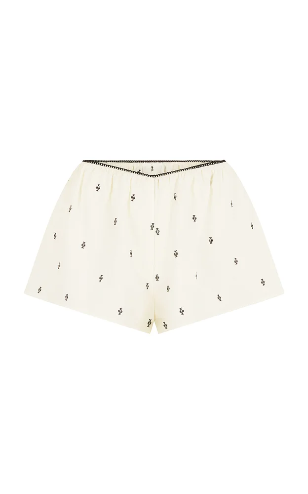 Exclusive Boudoir Embroidered Silk-Blend Shorts
