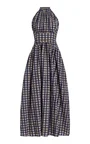 Halt(Er) In The Name of Love Checked-Seersucker Midi Dress