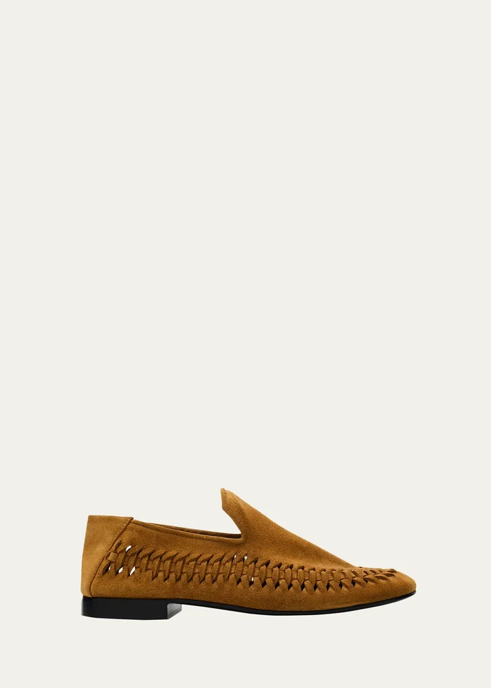 Whipstitch Suede Moccasin Loafers