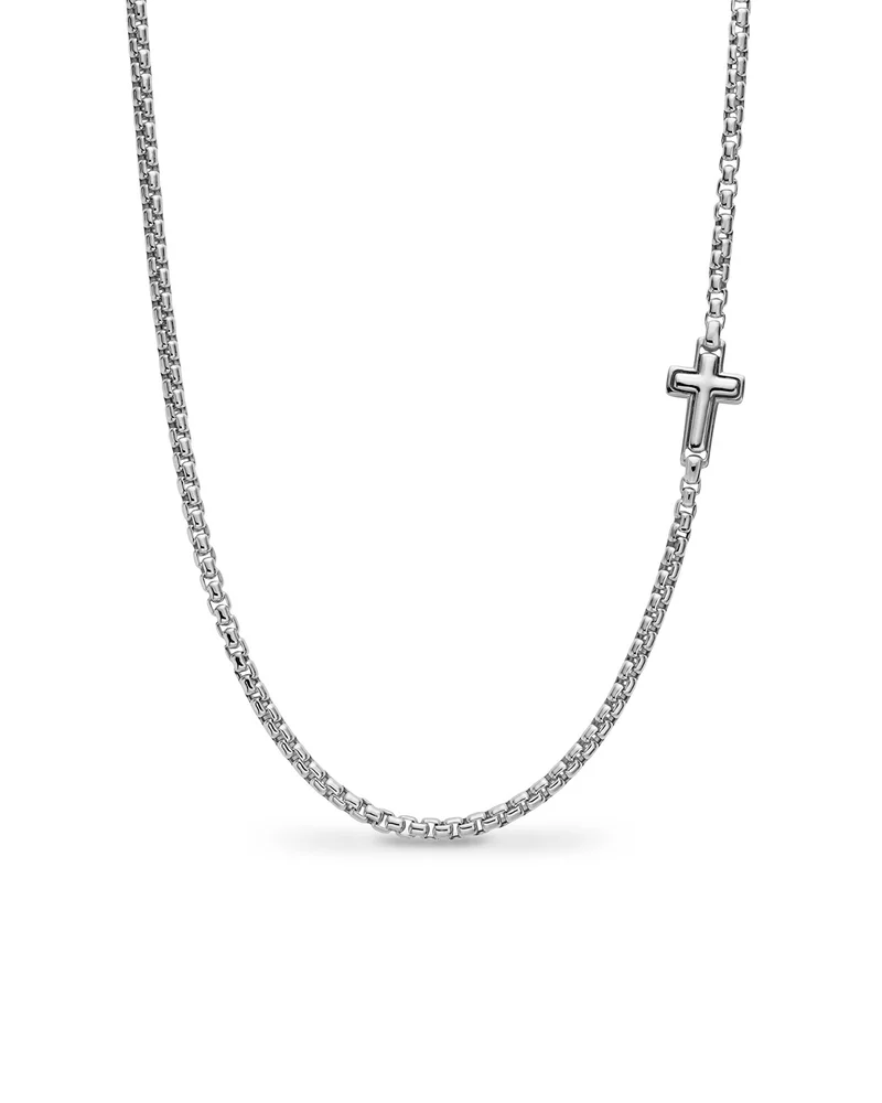 Cross Station Necklace in Sterling Silver, 3.6mm