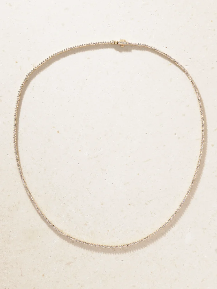 The Essential Dainty 14-karat gold diamond tennis necklace