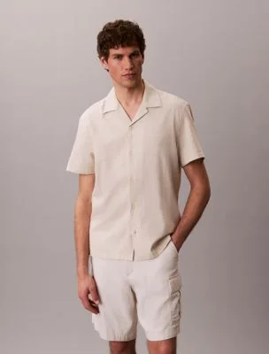 Linen Cotton Short Sleeve Button-Down Shirt