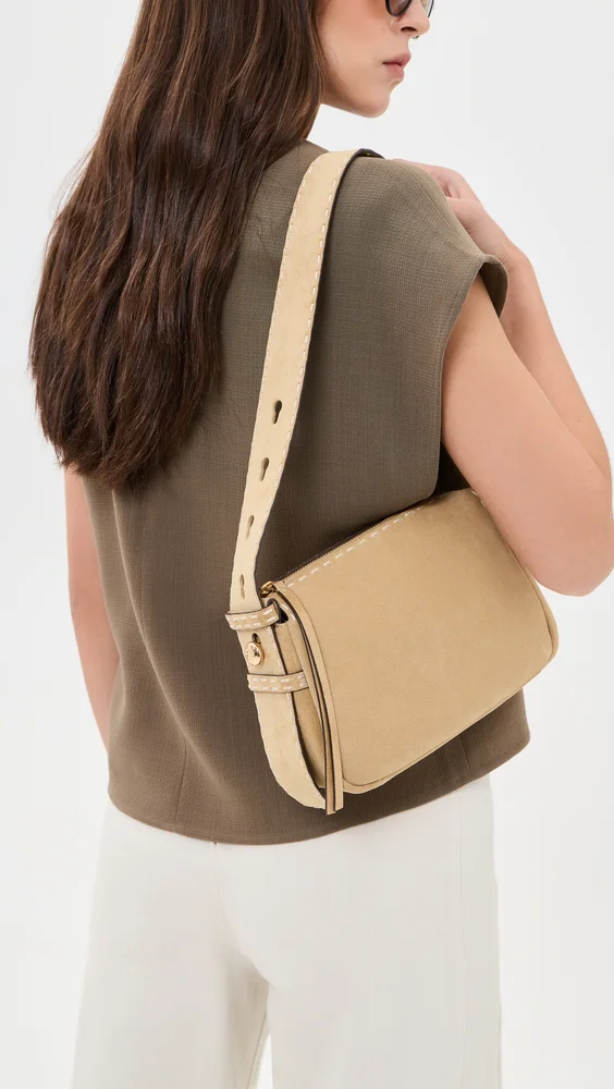 Romy Suede Pick Stitch Small Shoulder Bag