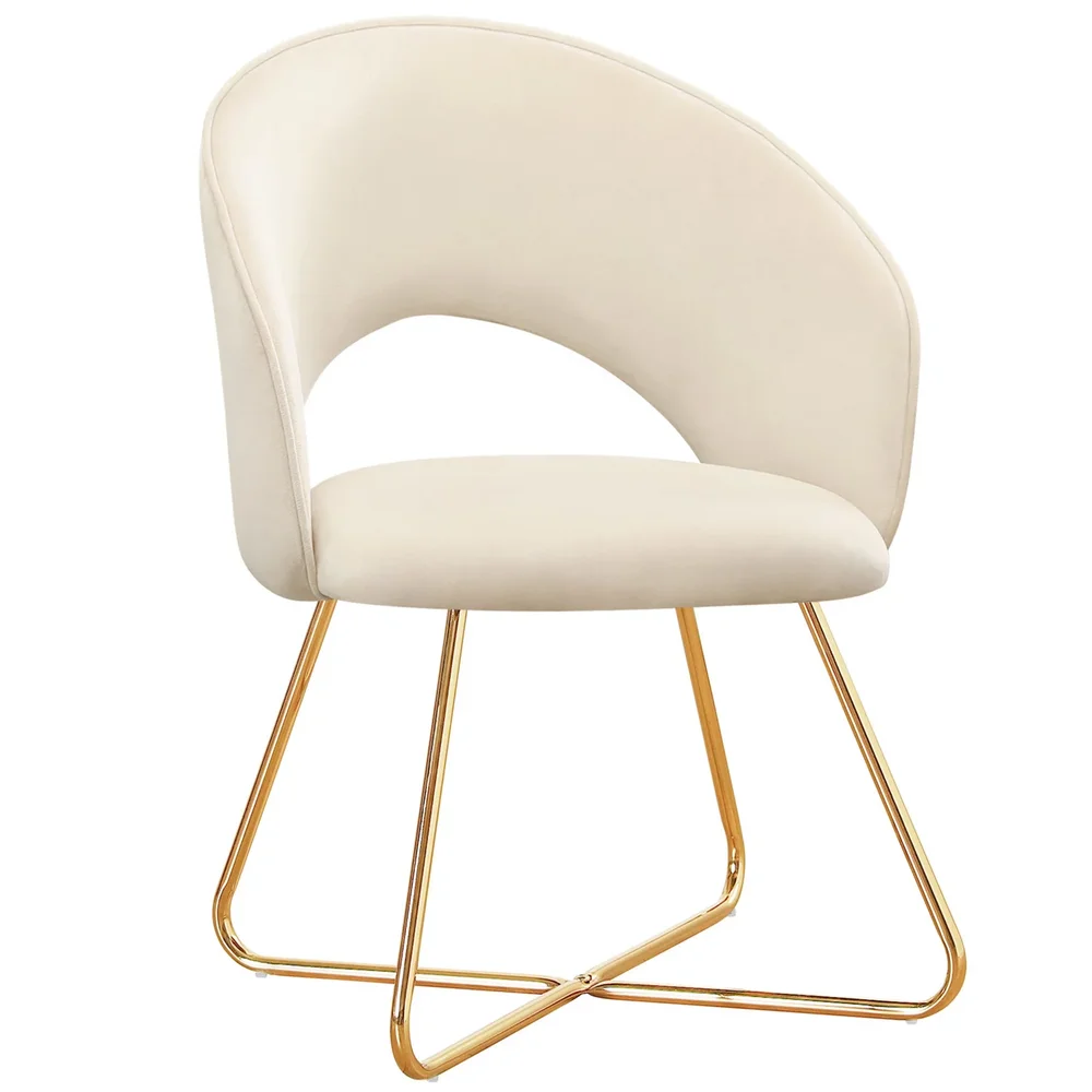 Faux Velvet Vanity Chair, Modern Accent Chair