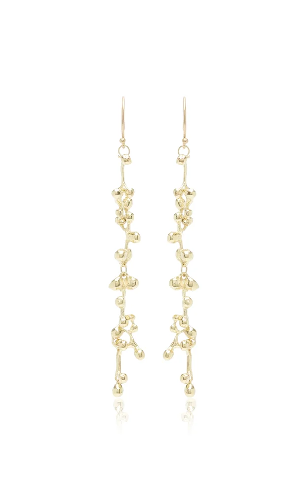 Long Molten Cluster 18K Yellow Gold Earrings