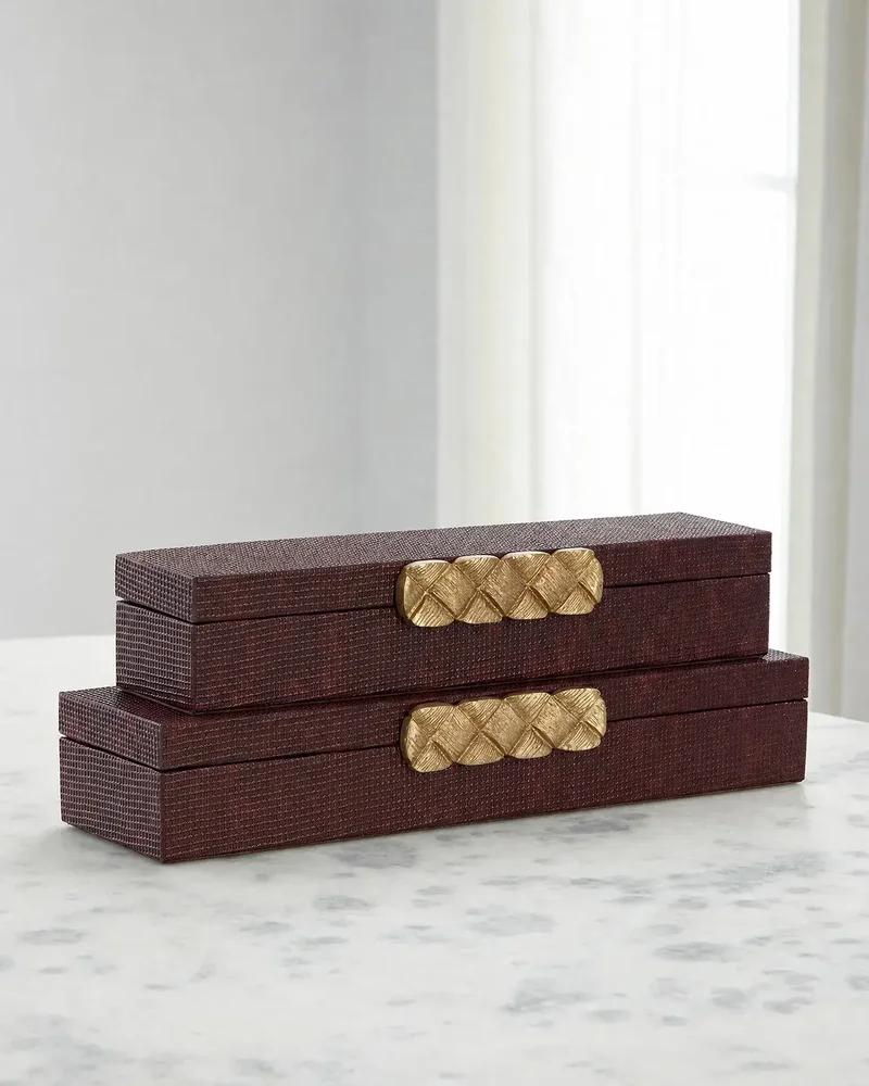 Chateau Vegan Leather Boxes, Set of 2