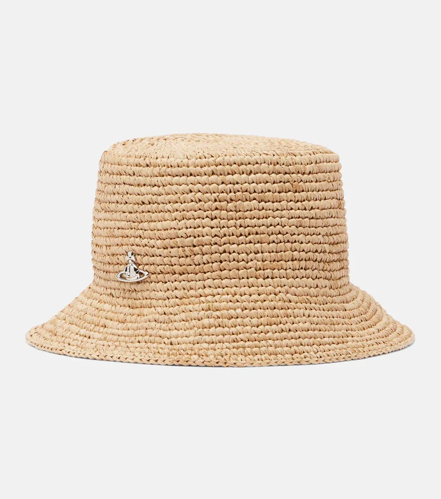 Orb raffia bucket hat
