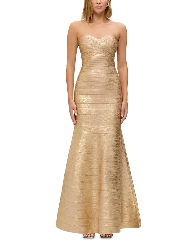 The Metallic Sara Strapless Gown
