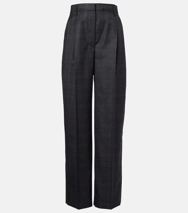 Checked wool wide-leg pants