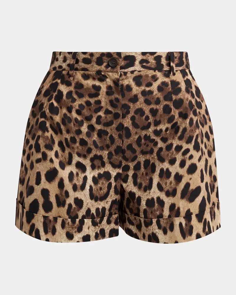 Leopard-Print Double Crepe Shorts