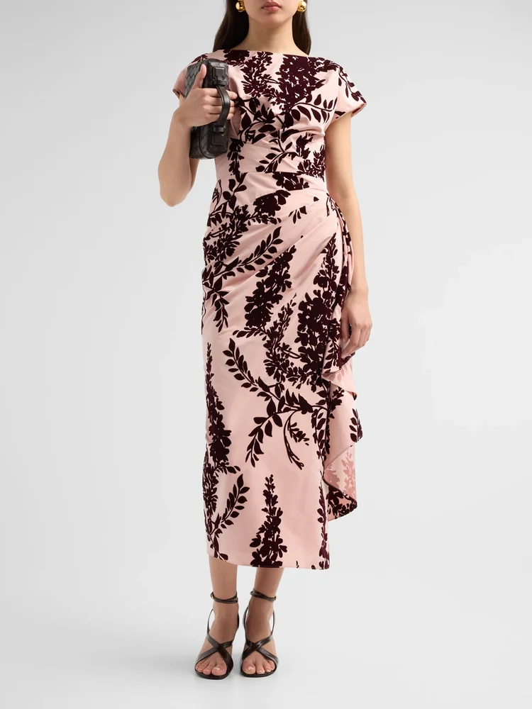 Florence Flocked Taffeta Cocktail Dress