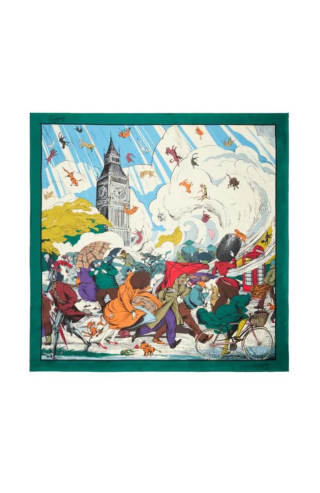 Raining Cats and Dogs Silk Scarf
