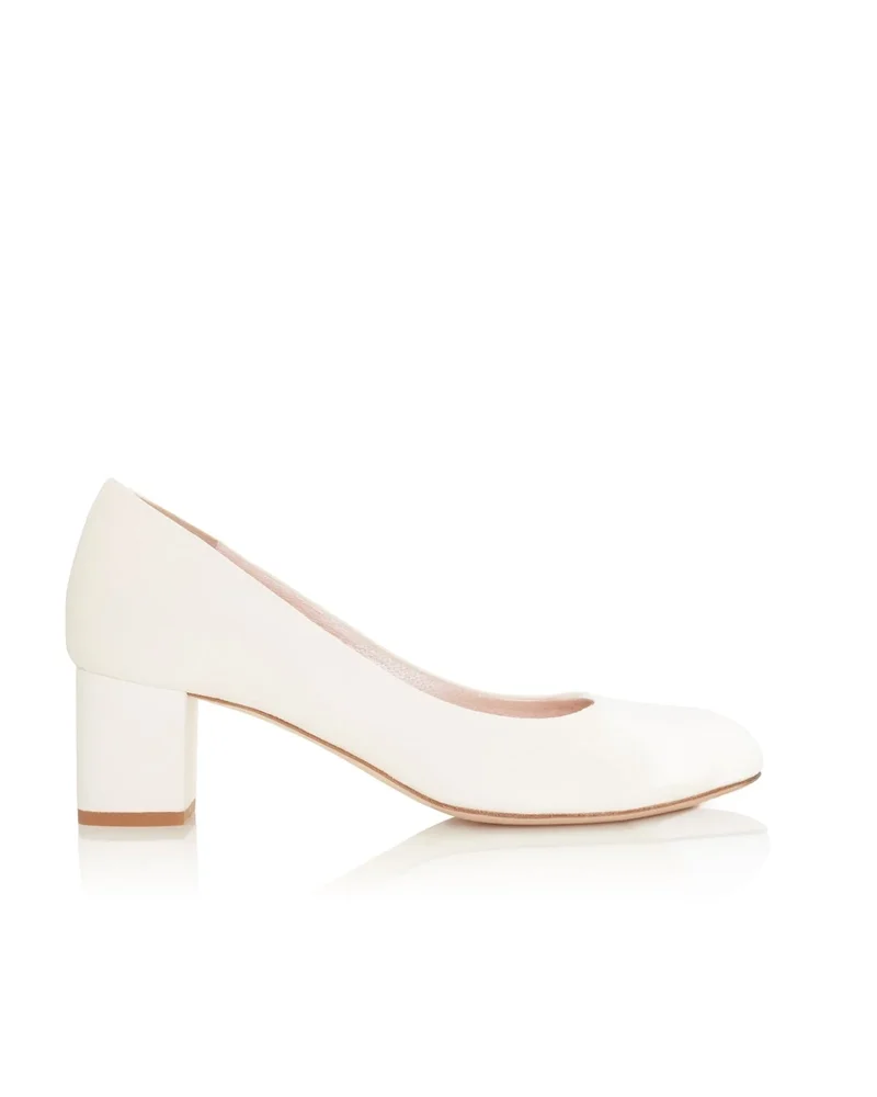 Mia Ivory Suede Low Block Heel Court