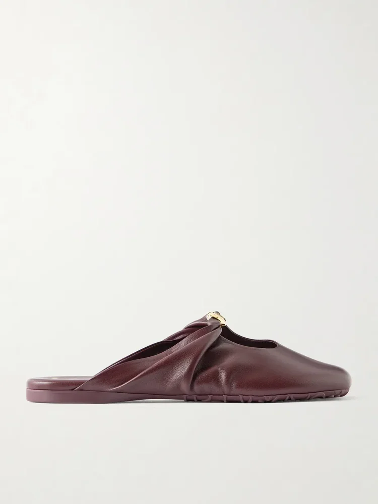 Pebble embellished leather mules
