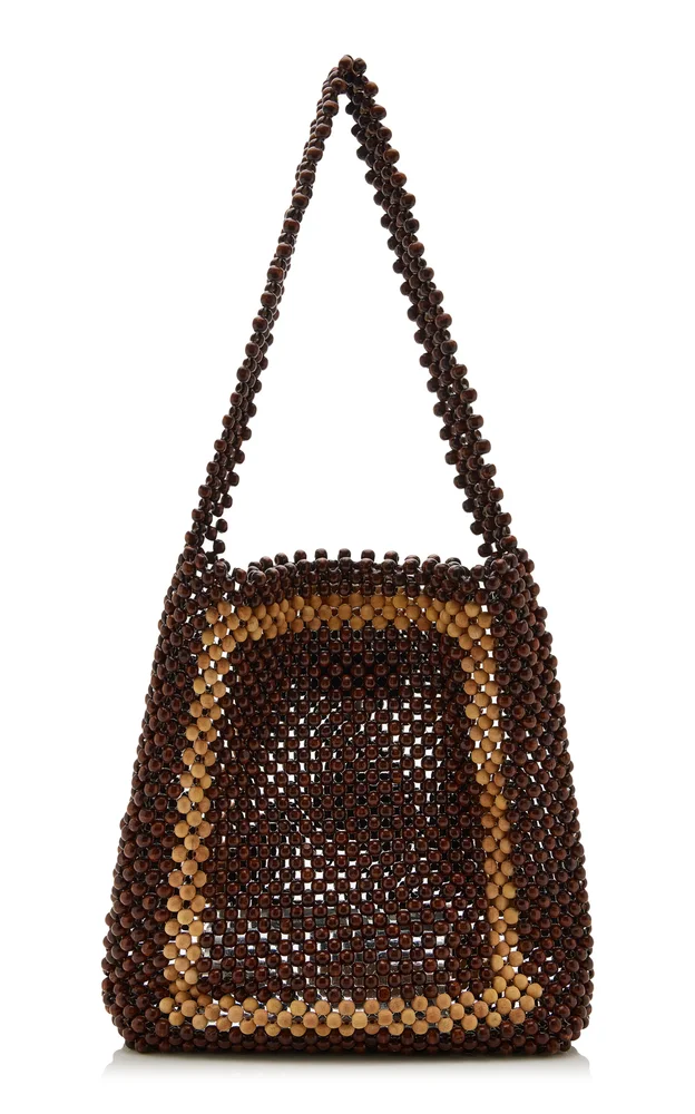 Taxi Beaded Wooden Tote Bag