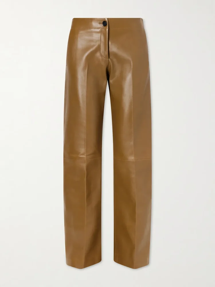 mita leather straight leg pants