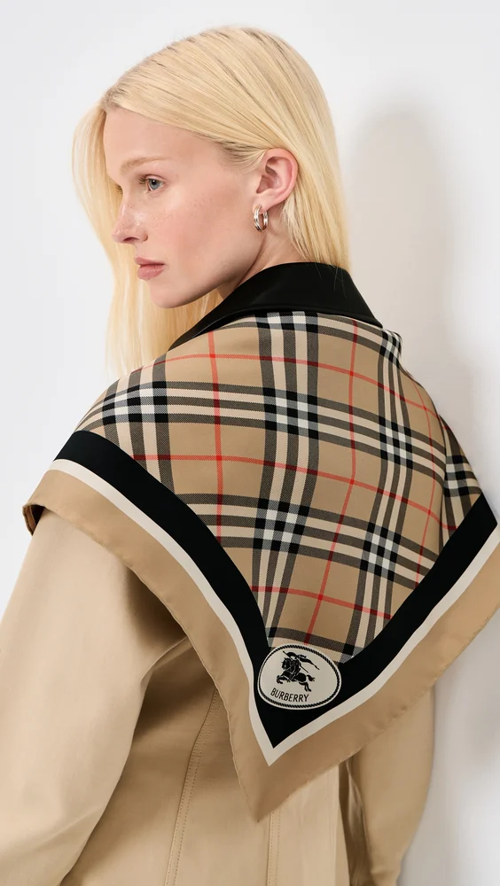 Check Silk Scarf