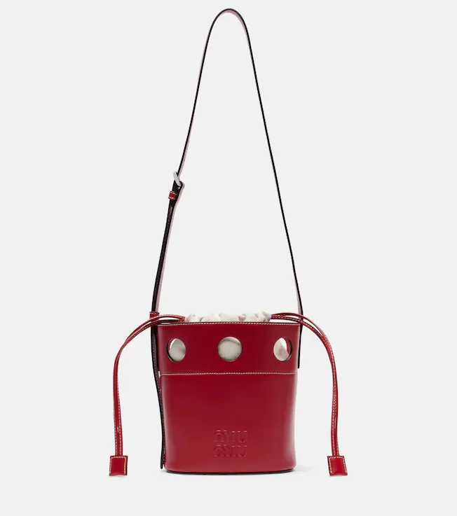 Cutout leather bucket bag