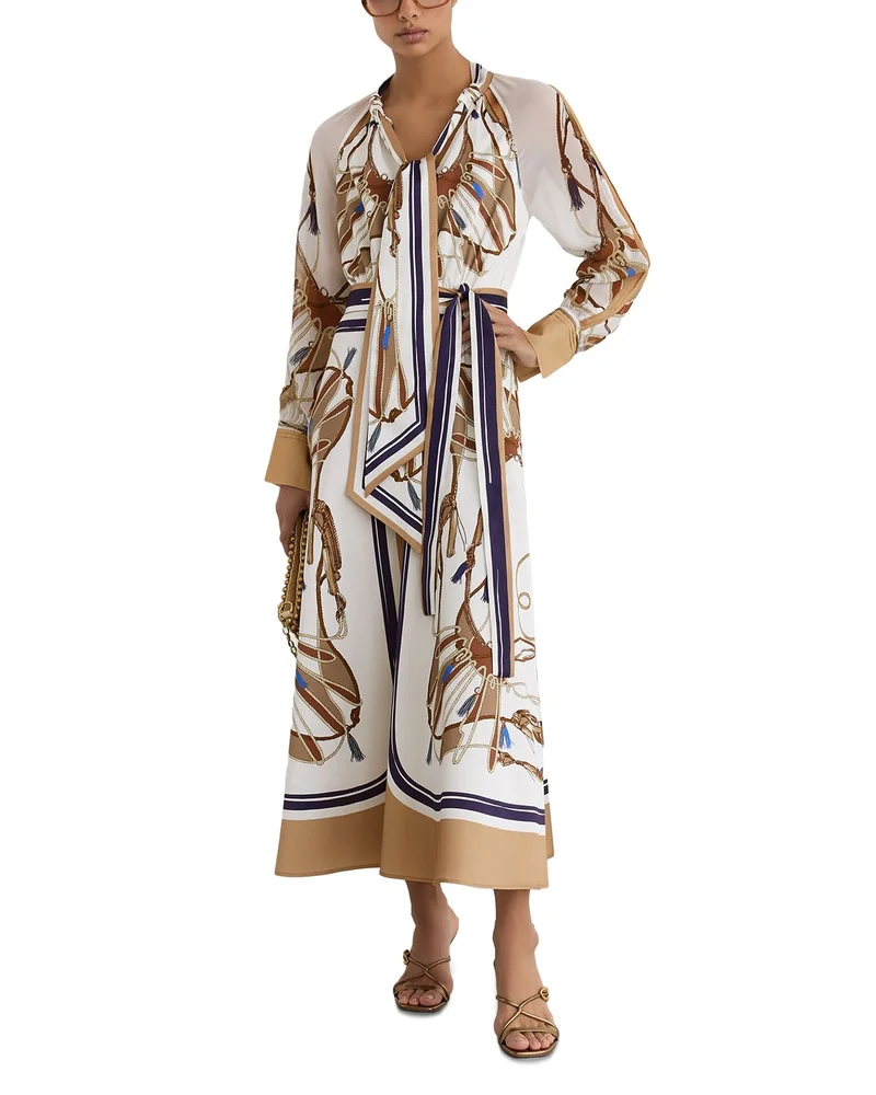 Ellie Placement Scarf Print Midi Dress