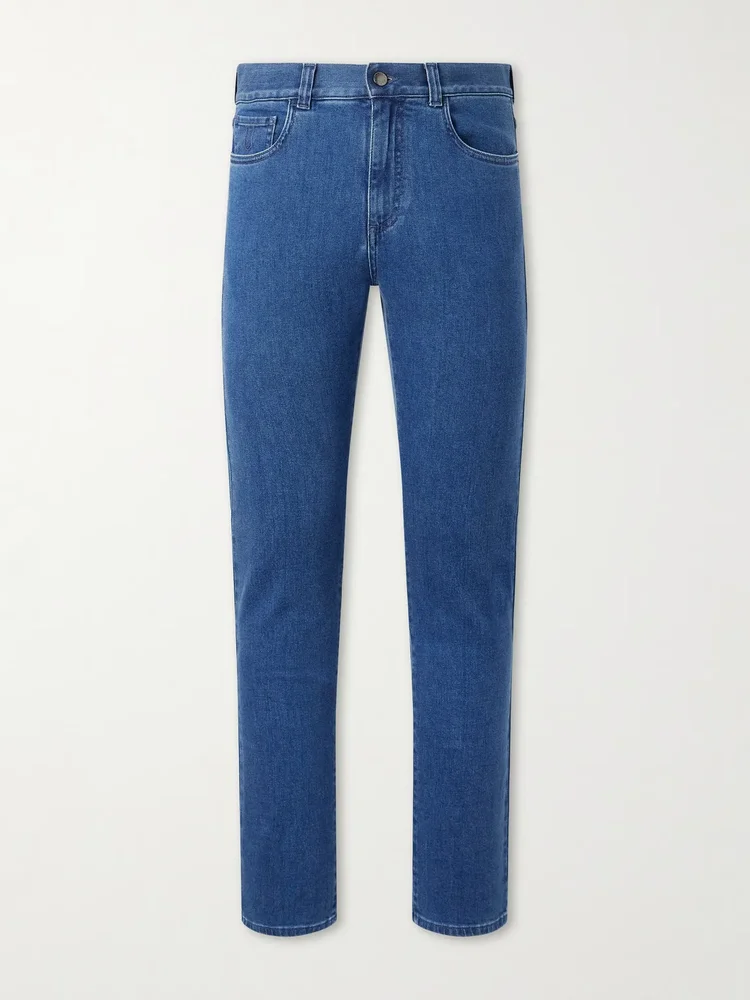 Straight-Leg Cotton and Cashmere-Blend Jeans