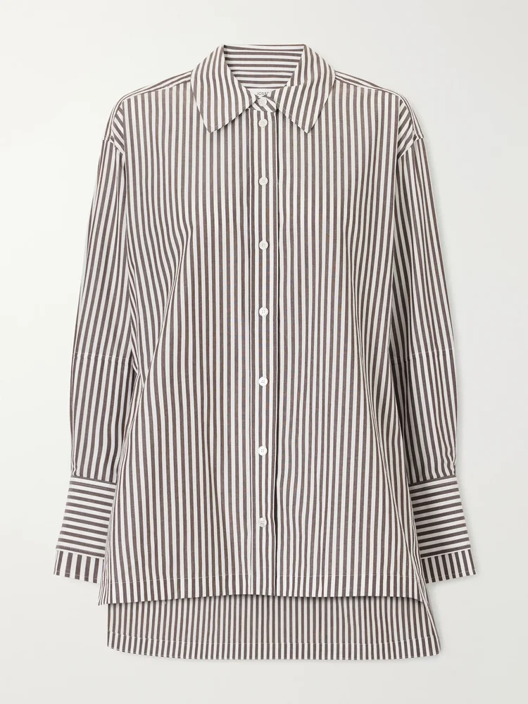 Thea striped cotton-poplin blouse