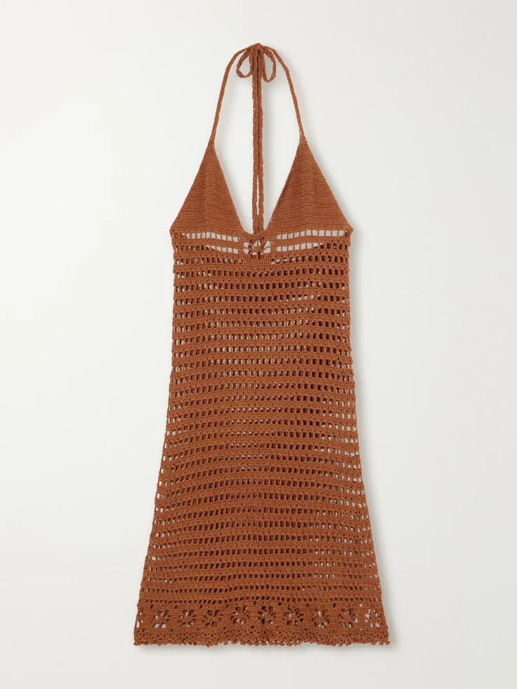 Cece crocheted organic-cotton halterneck midi dress