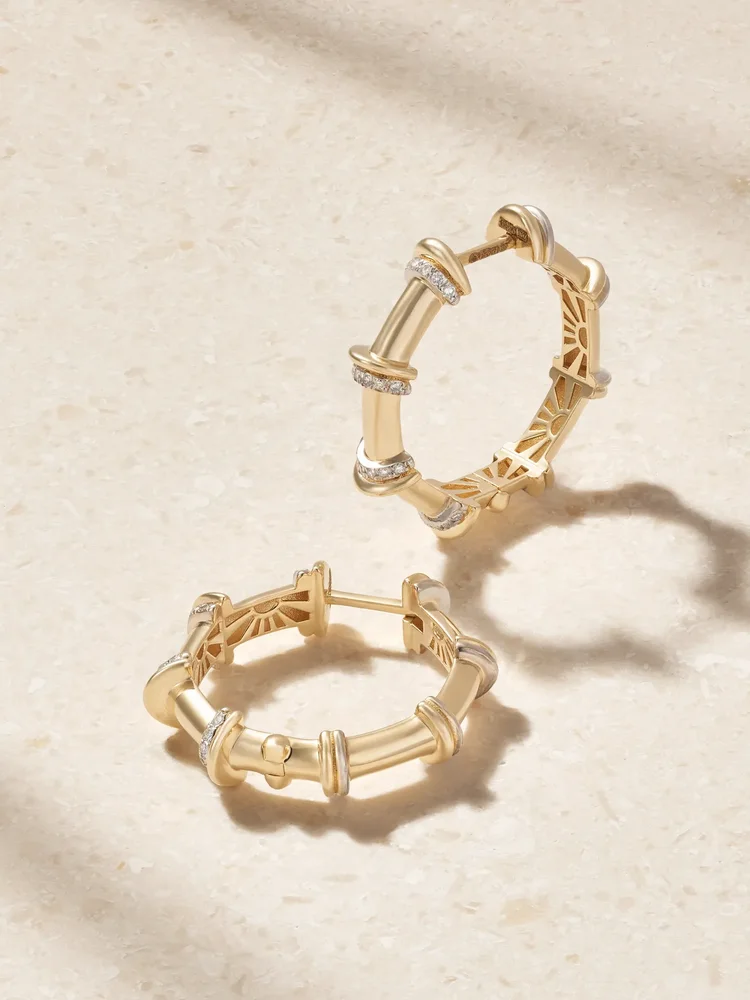 Milky 18-karat gold diamond hoop earrings