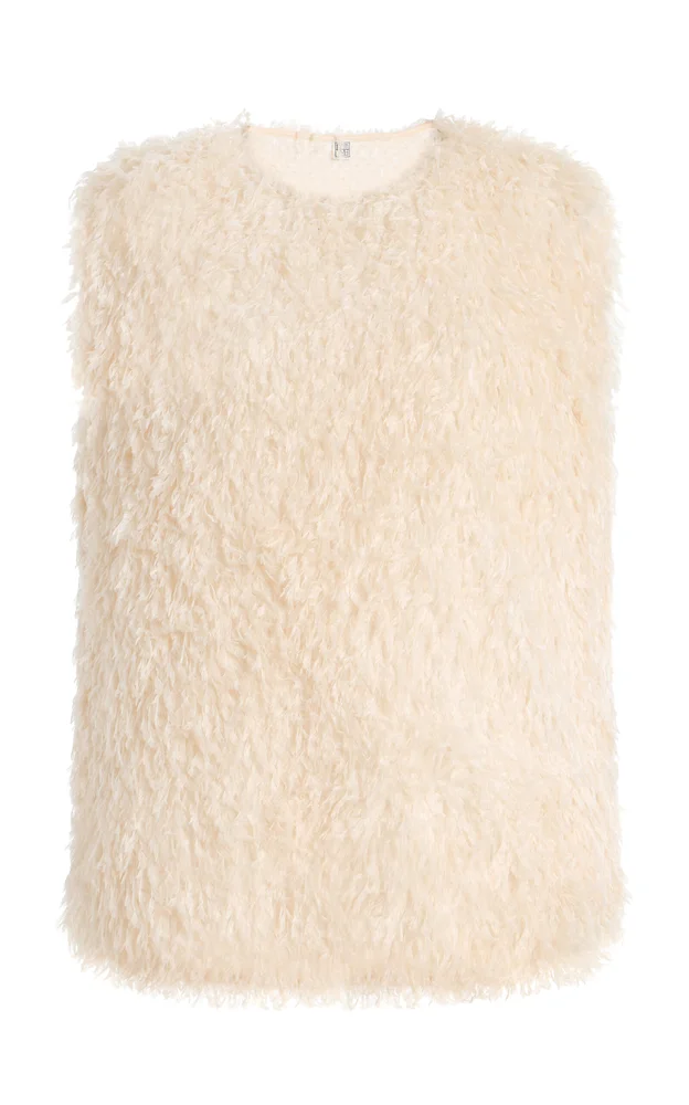 Feathered-Jersey Sleeveless Top