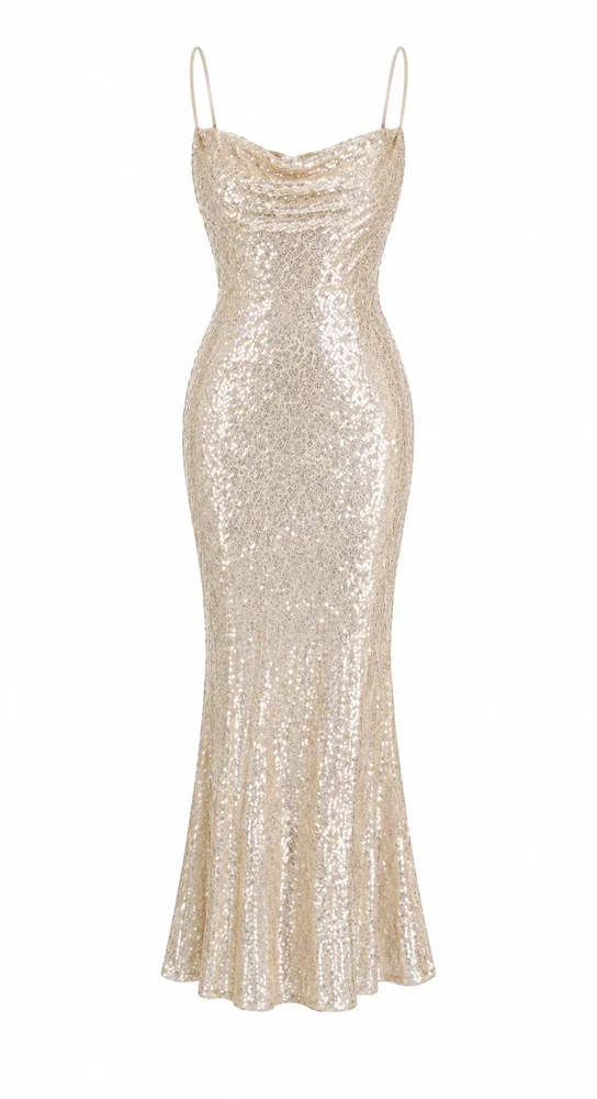 Silver Sequin Maxi Dress