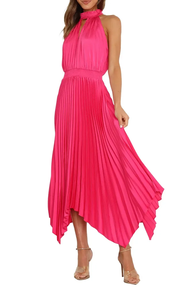 Dominique Pleated Sleeveless Maxi Dress