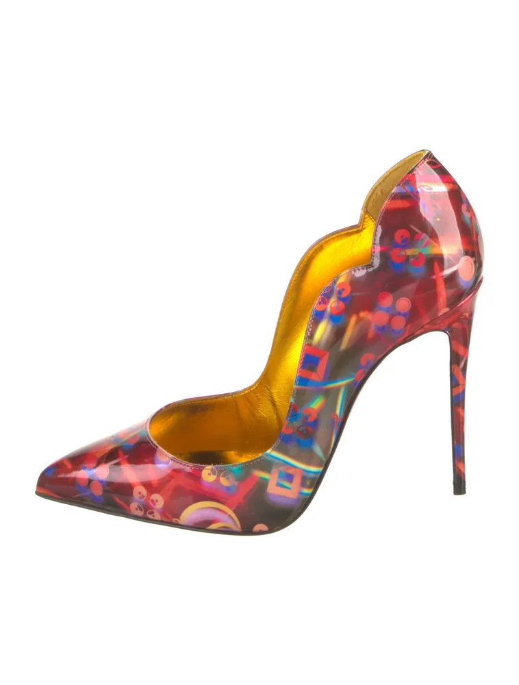 Patent Leather Printed Pumps