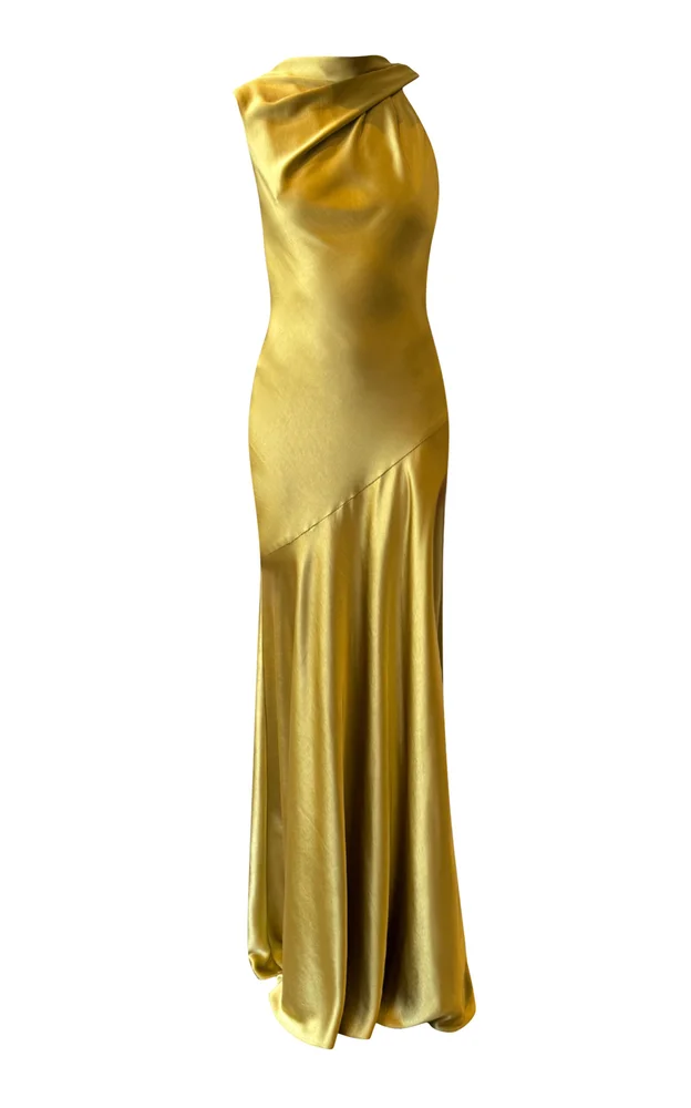 Satin Asymmetric Drape Gown