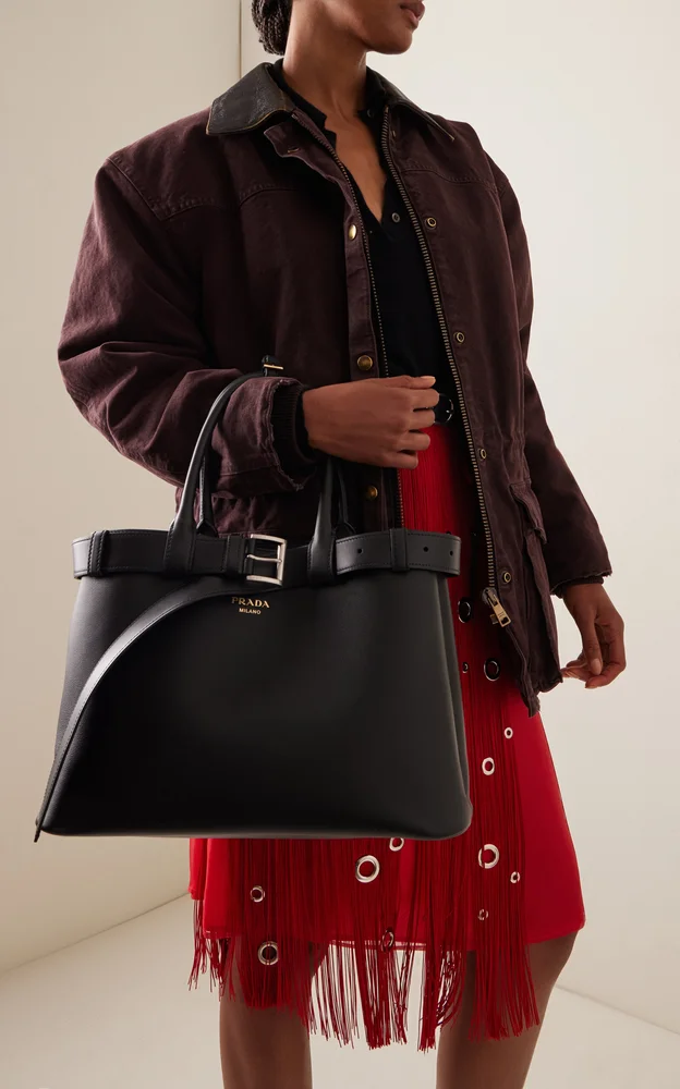 Runway Belt-Detailed Leather Tote Bag