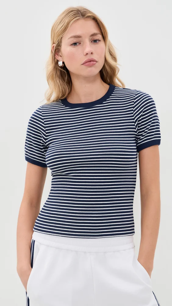 The Essential Rib Stripe Crew Tee