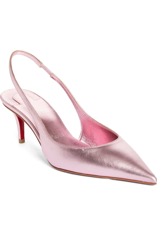 Miss Z Metallic Pointed Toe Slingback Pump (Baby Pink, Nordstrom Exclusive)