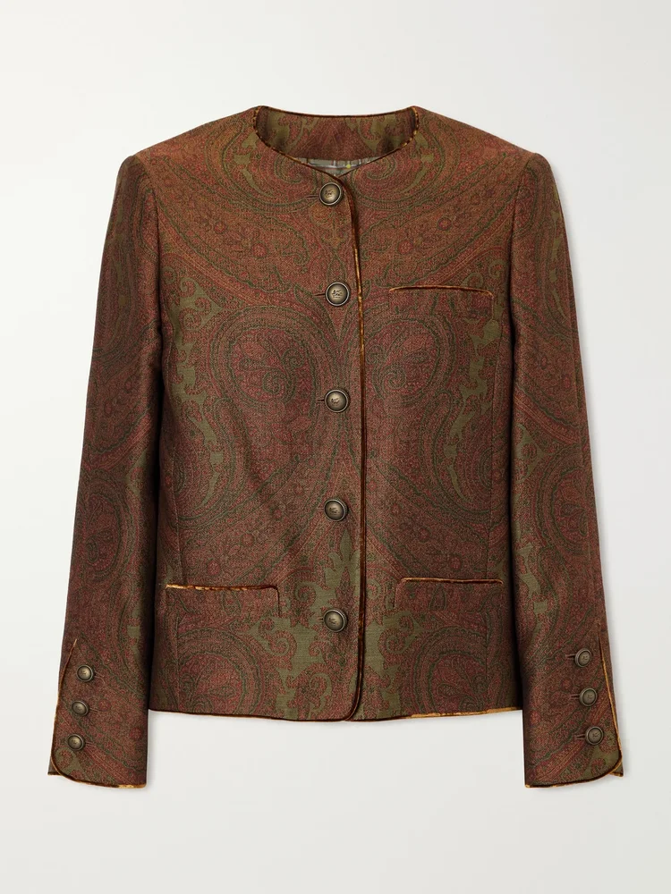 Paisley-jacquard crepe blazer