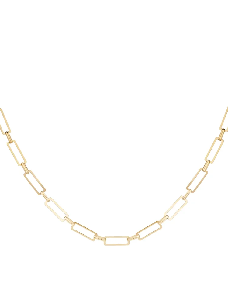 14K Yellow Gold Paper Clip Chain Necklace
